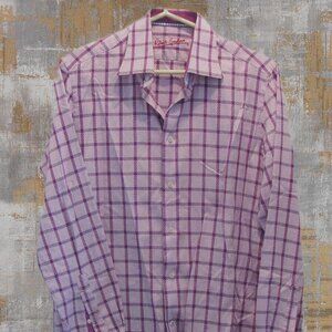 Robert Graham Shirt Purple Checks Diamond Shell Flip Cuffs Medium Never Worn EUC
